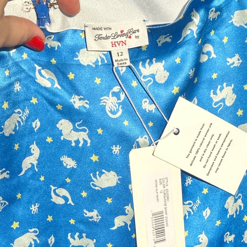 Rare HVN 100% Silk Zodiac Print Skirt